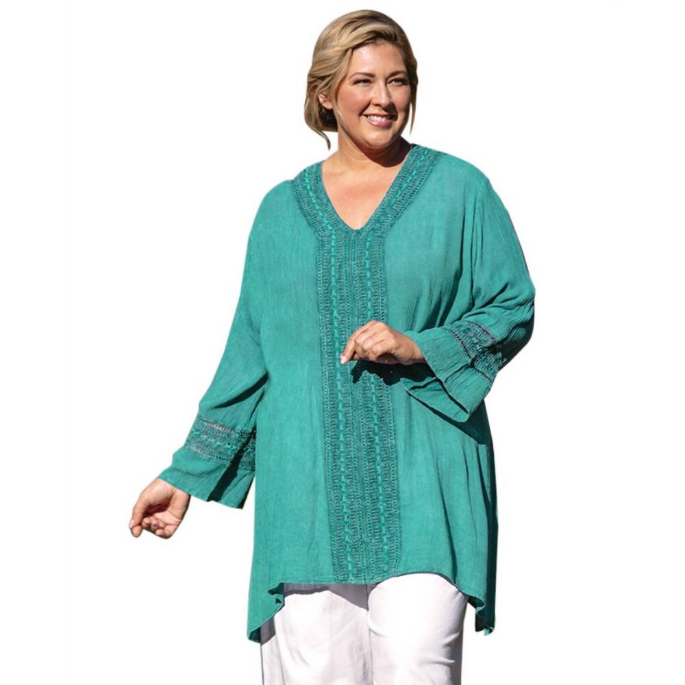 NEW ON THE PLUS SIDE tatum v-neck tunic - plus in teal